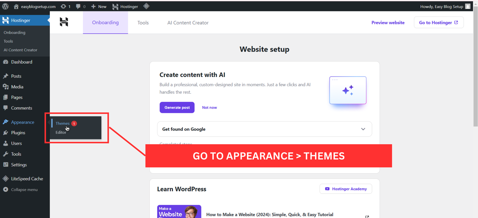add themes to you website hostinger