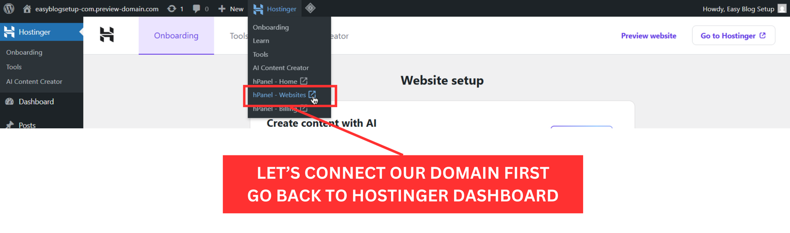hpanel in hostinger