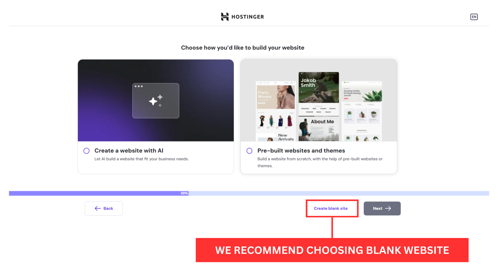 what to choose ai or blank website hostinger what to choose ai or blank website hostinger